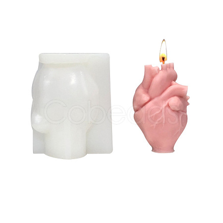 Heart(Organ) Shape DIY Candle Silicone Statue Molds CAND-PW0007-025-1