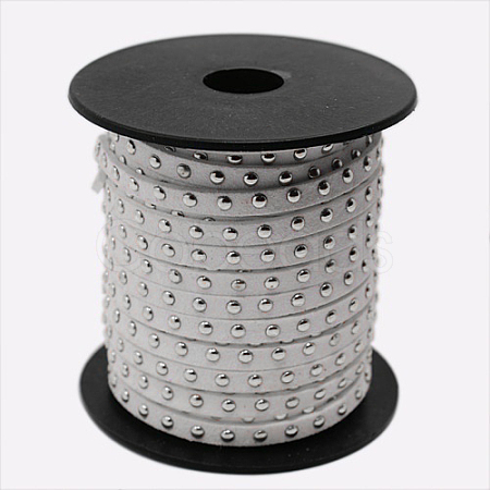 Silver Aluminum Studded Faux Suede Cord LW-D004-03-S-1