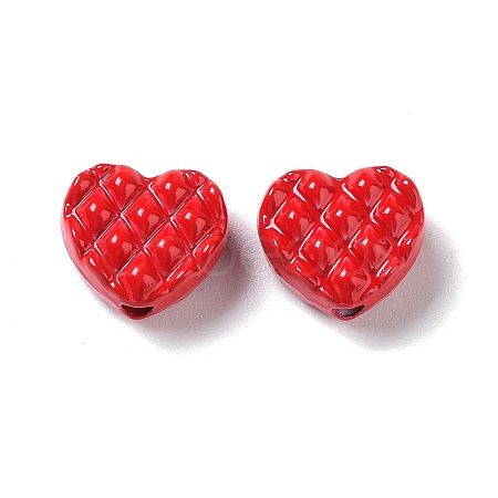 Spray Painted Alloy Waffle Beads PALLOY-H134-48-1