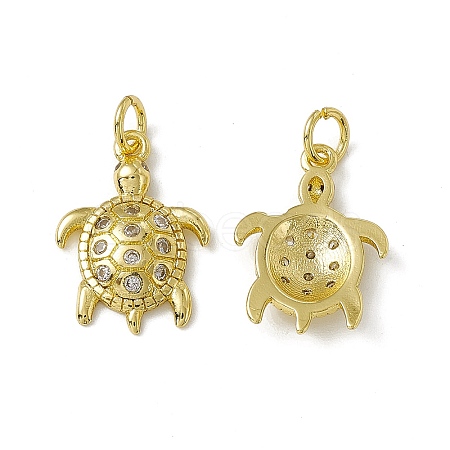 Rack Plating Brass Micro Pave Cubic Zirconia Pendants KK-C007-27G-1