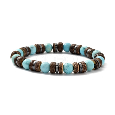 Natural Howlite Stretch Bracelets BJEW-JB05359-04-1