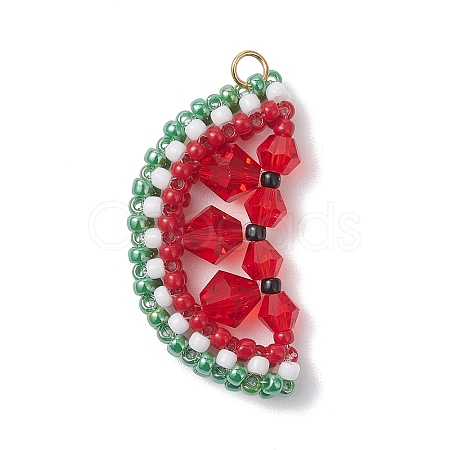 TOHO Glass Seed Beaded Watermelon Pendants PALLOY-MZ01124-1