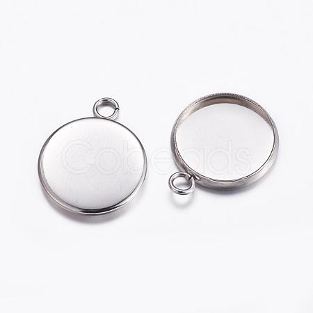 Tarnish Resistant 304 Stainless Steel Pendant Cabochon Settings STAS-K146-054-14mm-1