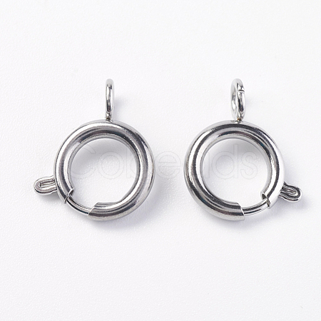 Tarnish Resistant 304 Stainless Steel Smooth Surface Spring Ring Clasps STAS-E143-03D-P-1