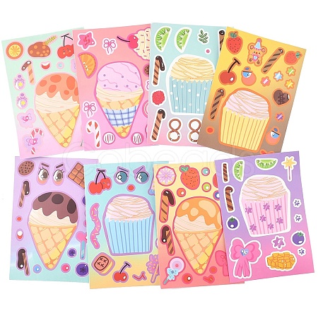 8Pcs PVC Self-Adhesive Stickers STIC-YW0001-06-1