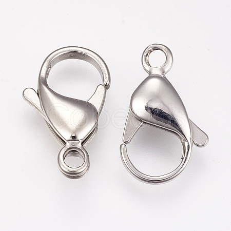 Non-Tarnish 304 Stainless Steel Lobster Claw Clasps Hand Polished A-STAS-I082-14P-05-1