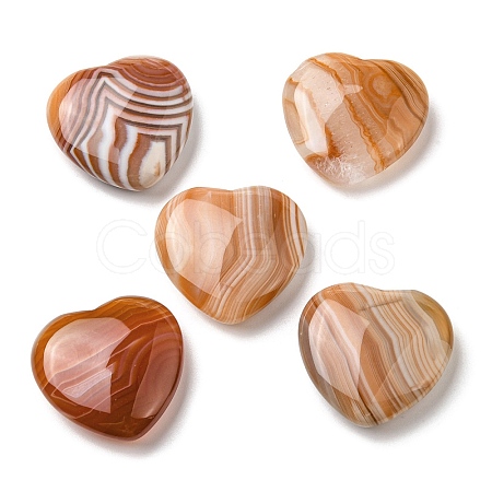 Natural Red Striped Agate/Banded Agate Palm Stones G-B043-02-1