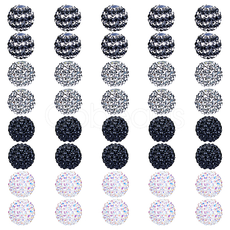 40Pcs 4 Colors Resin Rhinestone Beads RESI-ME0001-06-1
