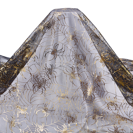 Halloween Spider & Spider Web Polyester Gauze Fabric AJEW-WH0314-677A-1