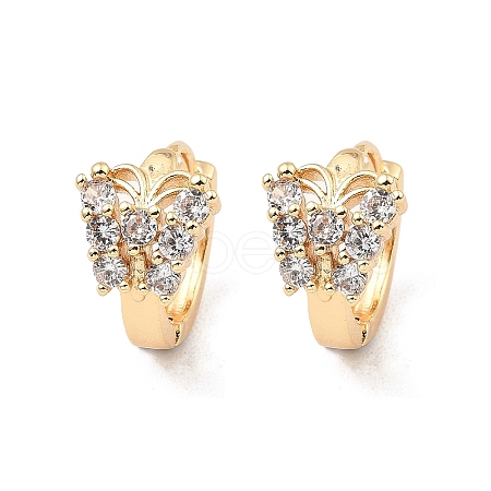Brass Micro Pave Cubic Zirconia Hoop Earring EJEW-D078-45KCG-1