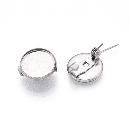 304 Stainless Steel Brooch Cabochon Settings STAS-E547-08A-P-1