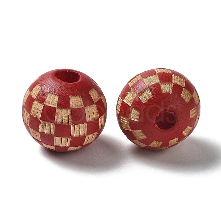 Wood Laser Engraved Tartan Beads WOOD-I011-01B-03-1