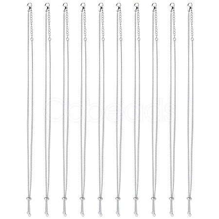 10Pcs Tarnish Resistant 304 Stainless Steel Curb Chains Slider Necklaces Making AJEW-GO00054-1