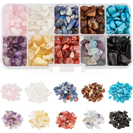 Nbeads 10 Styles Natural Mixed Gemstone Chip Beads G-NB0003-97-1