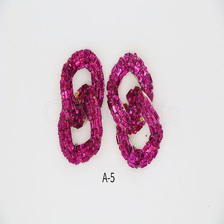 Alloy & Glass Dangle Stud Earrings FS-WG3D9CC-06-1