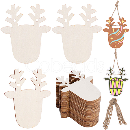 3 Sets Wooden Pendant Decorations WOOD-SC0001-86B-1