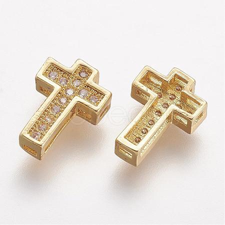 Brass Micro Pave Cubic Zirconia Beads ZIRC-N025-55G-1