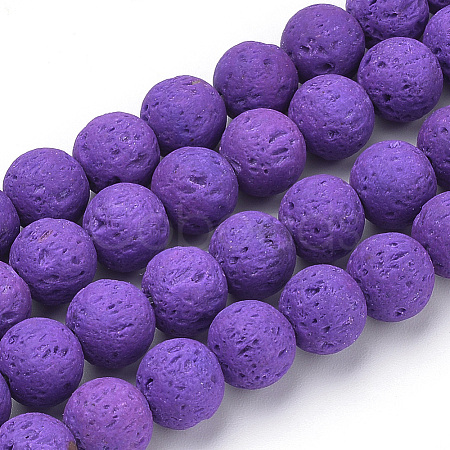 Synthetic Lava Rock Beads Strands G-S277-8mm-06-1