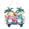 Summer Theme Wooden Hanging Wall Decorations for Front Door Home Decoration, with Jute Twine and Plastic Traceless Hook, Car with Gnome, Colorful, 190x200x4.5mm, Hole: 4.5mm