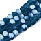 Transparent Glass Beads Strands, Faceted, Frosted, Half AB Color Plated, Rondelle, Steel Blue, 8x6mm, Hole: 1mm, about 64~65pcs/strand, 40~41cm