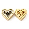 Brass Micro Pave Cubic Zirconia Beads, Heart, Real 18K Gold Plated, 9.5x10.5x5.5mm, Hole: 2.5mm