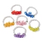 6Pcs 6 Colors Glass Pearl Beaded Stretch Bracelets Set, Acrylic Flowers Stackable Bracelets, Mixed Color, Inner Diameter: 2-1/2 inch(6.5cm), 1Pc/color