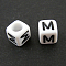 Letter Acrylic European Beads, Horizontal Hole, Cube, Letter.M, 10x10x10mm, Hole: 3.5~4mm