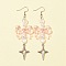 Bowknot & Heart Acrylic Dangle Earrings for Women, Star 304 Stainless Steel Drop Earrings for Women, Pink, 94mm, Pin: 0.6mm