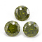 Cubic Zirconia Charms, Faceted, Flat Round, Olive Drab, 6x3.5mm, Hole: 0.8mm