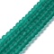 Transparent Glass Beads Strands, Faceted, Frosted, Rondelle, Teal, 3.5~3.8mm, Hole: 1mm, about 113~115pcs/strand, 32~33cm