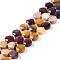 Natural Mookaite Beads Strands, with Seed Beads, Faceted Hexagonal Cut, Flat Round, 10~11x5~6mm, Hole: 1mm, about 30~31pcs/strand, 14.57~14.96 inch(37~38cm)