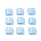 Opaque Acrylic Beads, Metal Enlaced, Square with Flower Pattern, Light Sky Blue, 9.5~10x10.5~11x3.5mm, Hole: 1.6mm, about 1990pcs/500g