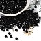 Baking Painted Glass Seed Beads, Bicone, Black, 4.5x4mm, Hole: 1mm, about 5232pcs/pound