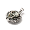 Brass with Natural Shell Carved Pendants KK-Z091-05P-02-2
