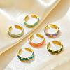 Brass Open Cuff Rings for Women RJEW-K305-03D-G-1