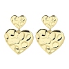 Rack Plating Brass Textured Heart Dangle Stud Earring EJEW-H099-04G-1