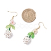 Flower 304 Stainless Steel Glass Seed Beads Dangle Earrings EJEW-MZ00470-6