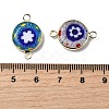 Handmade Millefiori Lampwork Flat Round Connector Charms LAMP-D002-02A-G-3