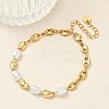 Nuggets 304 Stainless Steel & ABS Plastic Imitation Pearl Chain Bracelets BJEW-A169-07G-1