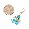 Alloy Glass Flowers Pendant Decorations HJEW-MZ00207-5