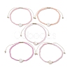 5Pcs 5 Colors Natural Shell Heart & Seed Braided Bead Bracelets Set BJEW-JB10039-02-1
