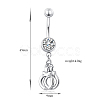 Piercing Jewelry Real Platinum Plated Brass Rhinestone Handcuffs Navel Ring Belly Rings AJEW-EE0001-36-5