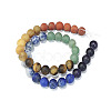 Chakra Theme Natural Red Rainbow Jasper & Yellow Aventurine & Tiger Eye & Green Aventurine & Blue Spot Stone & Lapis Lazuli & Amethyst Beads Strands G-F668-24-10mm-2