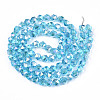 Electroplate Transparent Glass Beads Strands EGLA-T019-06G-2