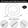 30Pcs 304 Stainless Steel Flat Cable Chain Necklaces Set STAS-BBC0005-02-2
