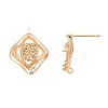 Brass Micro Pave Clear Cubic Zirconia Stud Earring Findings KK-S364-138-3