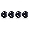 20Pcs Black Cube Letter Silicone Beads 12x12x12mm Square Dice Alphabet Beads with 2mm Hole Spacer Loose Letter Beads for Bracelet Necklace Jewelry Making JX433K-1