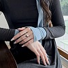 S925 Sterling Silver Open Cuff Ring for Women RJEW-M164-03-3