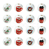 80Pcs 4 Styles Coffee Printed Wooden European Beads WOOD-CJ0001-82-1