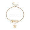 Natural Citrine Chips Beaded & Turtle Charms Double Layer Multi-strand Bracelet AJEW-AN00511-05-1